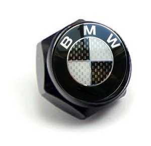 稀少 送込み 　BMWマーク黒白　ブラック　アルミナンバーボルトカバー1点