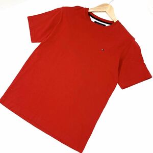  ■トミーヒルフィガー TOMMY HILFIGER 【背ロゴ入り♪】【シンプルな好アイテム】レッド 半袖Tシャツ 細身 Sサイズ■J