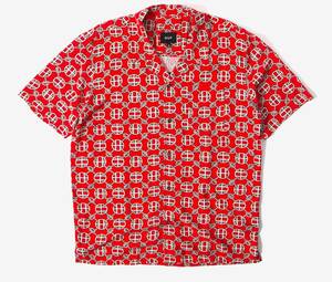 USA正規品 【2XL】 HUF ハフ 半袖 ボタンシャツ 総柄 サークルH モノグラム 赤 ATELIER RESORT アトリエ リゾート WOVEN ストリート