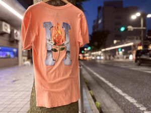 USA正規品 【L】 HUF ハフ EMBER ROSE 半袖 Tシャツ バラ 炎 Desert Flower サーモンピンク ストリート スケートボード