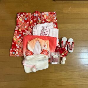 七五三 3歳 女児 着物セット ピンク/赤