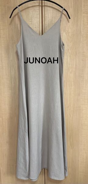 ジュノア JUNOAH リネン混ロングキャミソールワンピース 麻 ベージュ フリーサイズ ワンピース キャミソールワンピース