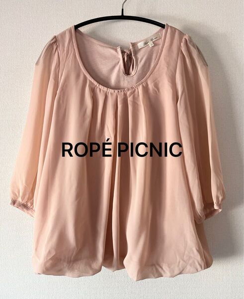 ロペピクニック ROP PICNIC シフォンブラウス 七分袖 後ろリボン ブラウス ピンク サイズ38