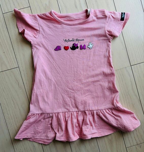 子供服 半袖 ワンピース チュニック 女の子 90センチ ピンク ディズニー ミニーちゃん