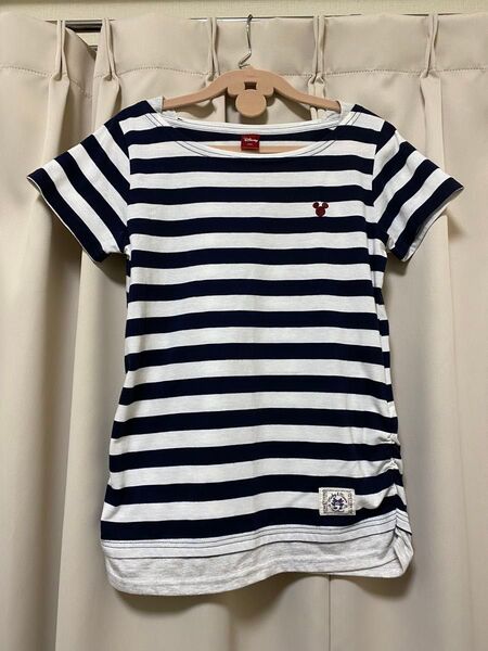 ☆美品☆Mディズニーミッキー重ね着風半袖Tシャツ