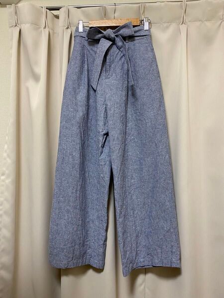 ☆美品☆Mユニクロ麻混ワイドパンツ