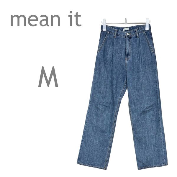 mean it ロングデニムパンツ ジーパン ボトムス シンプル 韓国 M