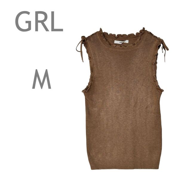 GRL/グレイル メロウニットトップス ノースリーブ カットソー アクリル M