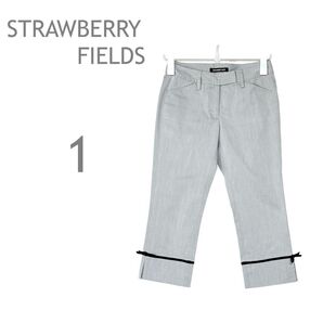 STRAWBERRY-FIELDS/ストロベリーフィールズ クロップドパンツ ボトムス 裾スリット リボン付き 1