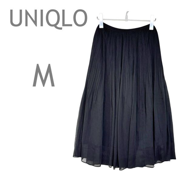UNIQLO/ユニクロ シフォンスカート ロングフレアスカート プリーツ ウエストゴム M