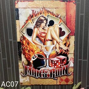 ブリキ看板 AC07 雑貨 置物 レトロ インテリア アート カジノ カクテル プレート