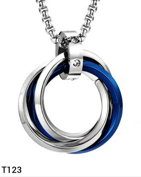 T123 ネックレス メンズ ペンダント 3連リング シンプル ステンレス アクセサリー トップ ジュエリー アレルギーフリー