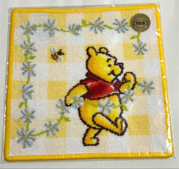 ☆FEILER☆フェイラー☆Disney☆ディズニー コラボ 新品 デイジーチェーン柄 くまのプーさん シェニール織ハンカチ