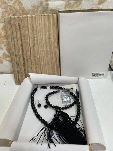 数珠 京念珠 イヤリング 桐箱入り 未使用3点セット