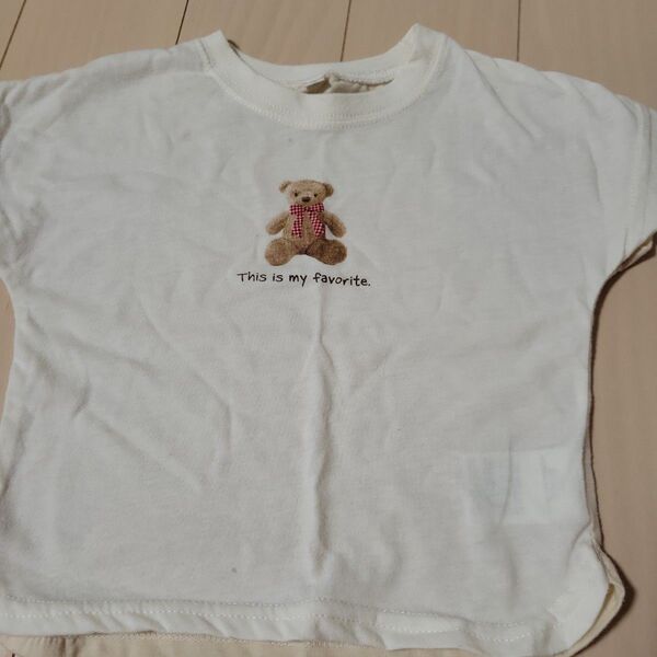 クマ刺繍 Tシャツ 80cm半袖夏用保育園着
