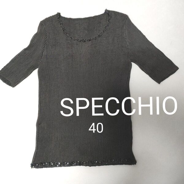 美品 SPECCHIO スペッチオ シャトルプリーツ 黒 スパンコール