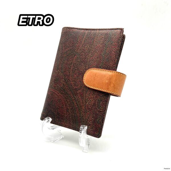 美品 エトロ ETRO 手帳カバー バインダー式 6穴 ペイズリー柄 カード入れ 名刺入れ スケジュール帳 ビジネス