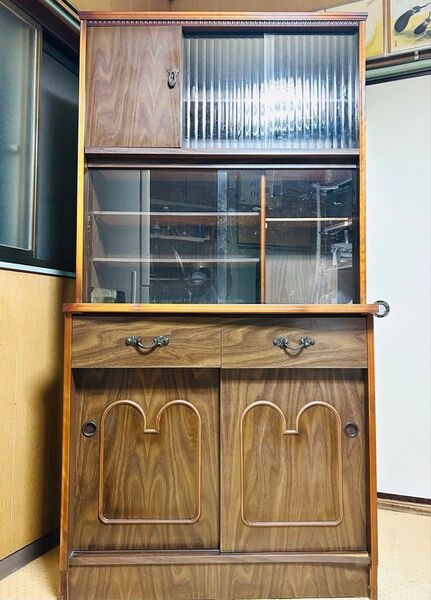 食器棚 茶棚 木製 茶箪笥 古家具 和家具 アンティーク 昭和レトロ