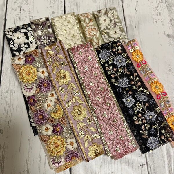 56.インド刺繍リボン 30cm10本アソート