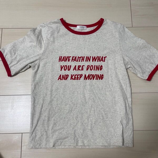 ローリーズファーム アソートリンガーT 赤 オートミール 半袖 Tシャツ