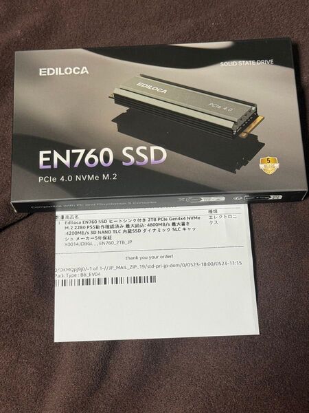 EDILOCA EN760 SSD、ヒートシンク PCIe Gen4、NVMe M.2 2280、3D NAND TLC 2TB