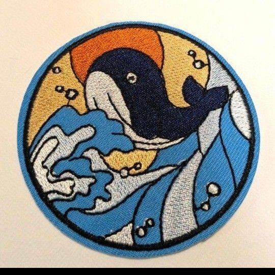 刺繍ワッペン アイロンワッペン DIY アメリカン 手作り パッチ補修 クジラ