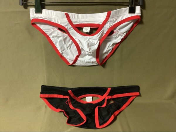 送料無料【2枚セット】メンズ ビキニブリーフ セクシーメッシュ仕様 フロント立体タイプ ブラック&ホワイト