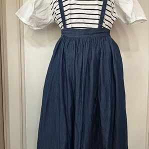 ローリーズファーム サスペンダー付きマキシスカート デニム