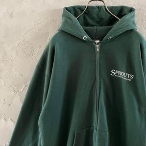 ジップパーカー 古着 深緑 着画アリ