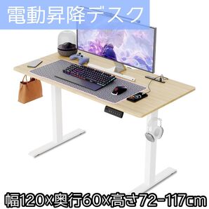 昇降デスク 電動昇降式デスク スタンディングデスク 上下昇降デスク スタンドアップテーブル 高さ調節可能 オフィスデスクコンセント