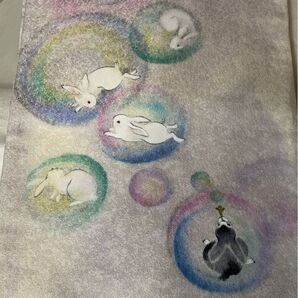 名古屋帯 兎 シャボン玉 手描き