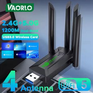 迅速発送!WiFi 無線LAN USB子機アダプター USB3.0 1200mbps Windows ゲーミングPC 06232