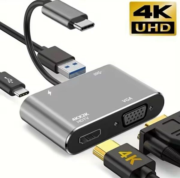 USB-C ハブ HDMI VGA変換アダプタードックドッキングステーション MacBook iPhone Switch06081