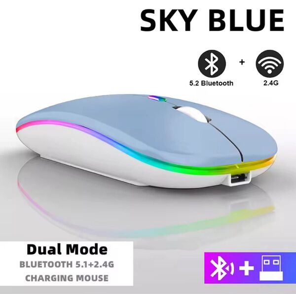 迅速発送!Bluetooth+USB無線2.4Ghz ワイヤレスマウス 充電式 ゲーミング ノートパソコン iPad 06251