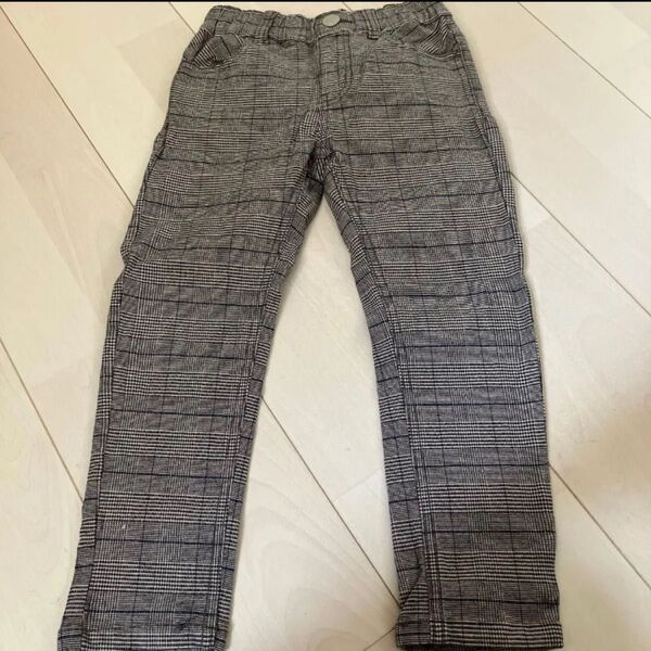 美品 子供服 ズボン 長ズボン フォーマル 男の子 110 パンツ グレー チェック ボトムス