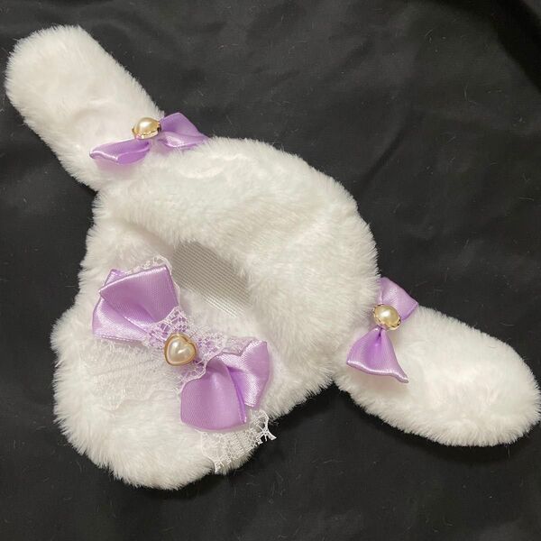 10cm ~ 12cm ぬい服 着ぐるみ ハンドメイド たれみみ うさぎ 紫