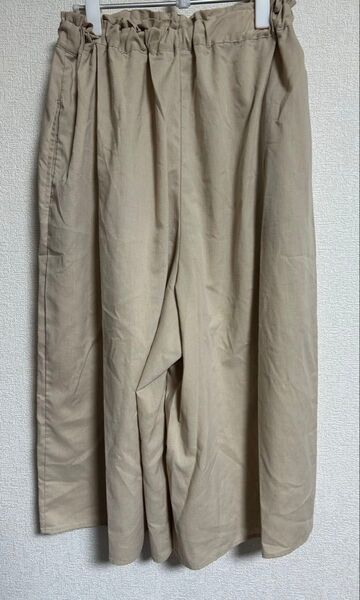ワイドパンツ ベージュ ウエストゴム