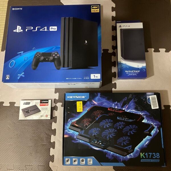 PS4 Pro CUH-7200B ブラック系 PlayStation4 SSD960GB 純正縦置きスタンド おまけ冷却パッド