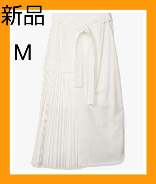 新品 ELENDEEK エレンディーク プリーツ 切替 ロング スカート サイズ02 日本サイズ M相当(オフホワイト)