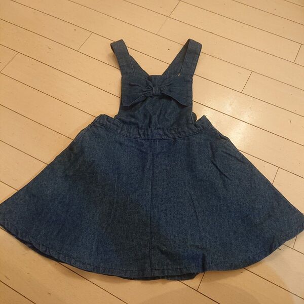 一度着用のみ サニーランドスケープ デニムジャンパースカート ワンピース 120 サロペット 子供服 キッズ デニム