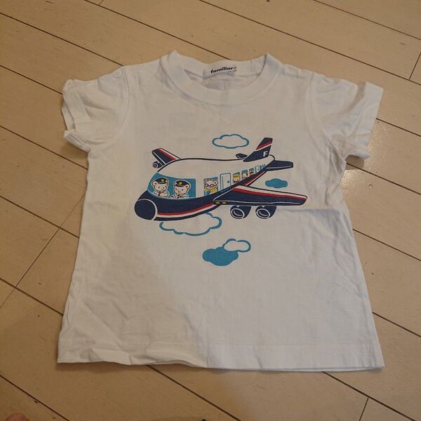比較的綺麗 familiar ファミリア tシャツ 飛行機 男の子 100 半袖Tシャツ 半袖 白