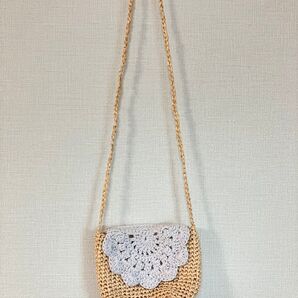 かぎ針編みポシェット ベージュグレー