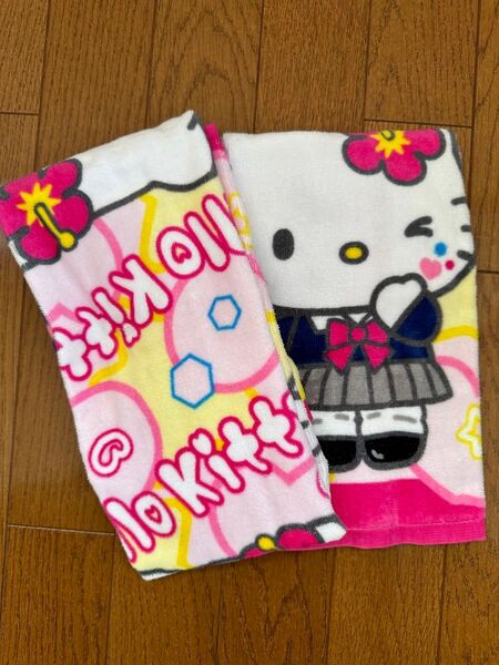 クーポン500円引き! 2枚セット ハローキティ 平成コギャル フェイスタオル しまむら