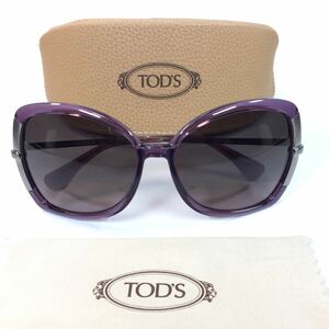 【トッズ】本物 TOD'S サングラス T金具 TO23 パープル×グレー メンズ レディース イタリア製 クロス ケース付き 送料520円