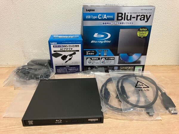 ロジテック ブルーレイドライブ Blu-ray LBD-PWB6U3CSBK ACアダプター USB-ACADP5R セット