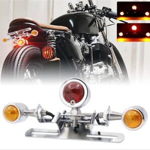 バイク用テール+ウインカーランプ 12V ナンバーステー付き カスタムに!