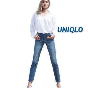 UNIQLO シガレットジーンズ デニム ブルー系 23インチ ハイライズ