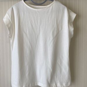 試着のみ フレンチ袖 白Tシャツ 無地 シンプル コットン
