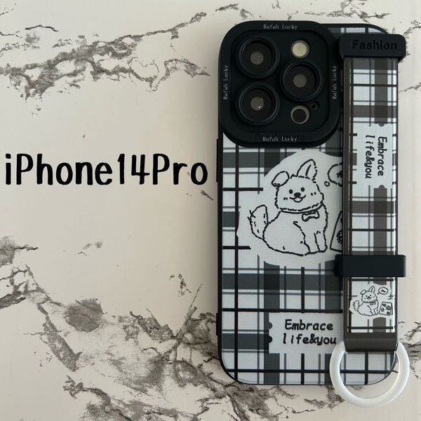 わんちゃん iPhone14Pro ベルト付きケースカバー 落下防止