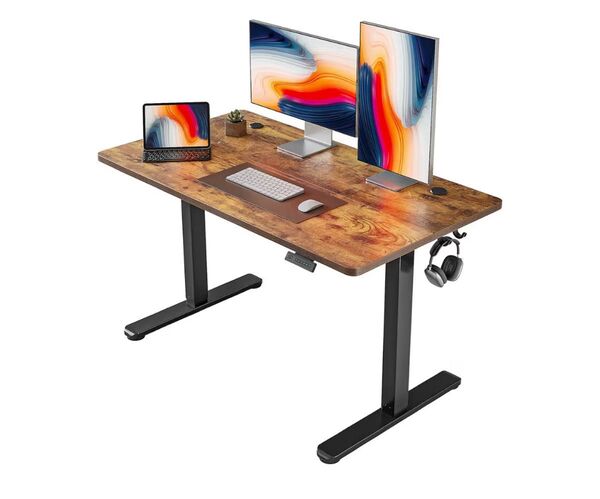 FEZIBO 電動 昇降式デスク スタンディングデスク 幅120cm 奥行60cm 高さ72-118cm ブラウン天板